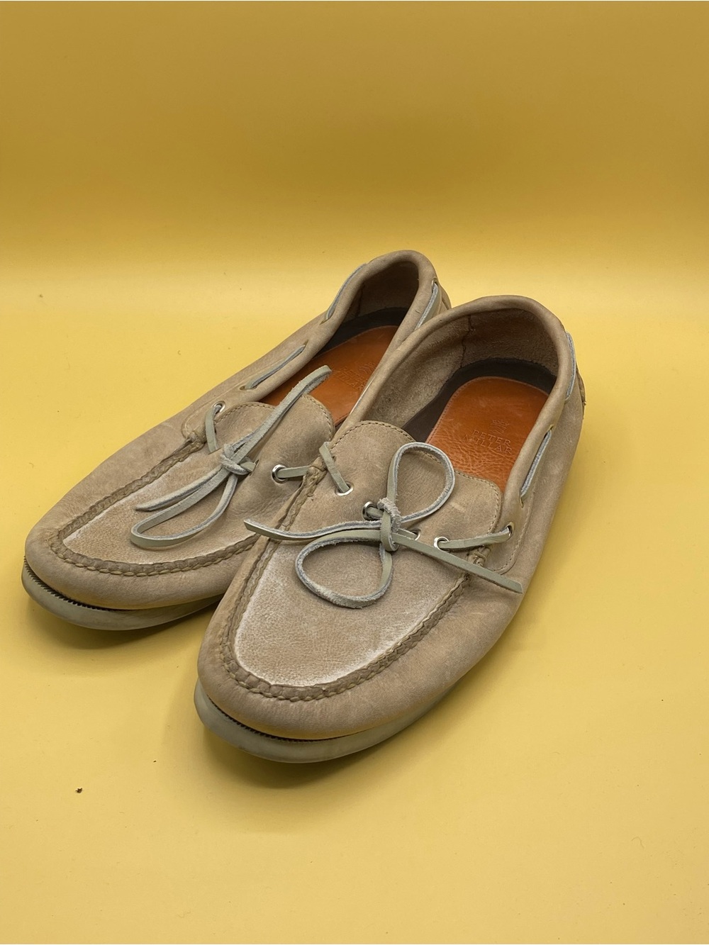 Peter Millar Men's Suede Boat Shoes in Beige - Picture 2 of 4